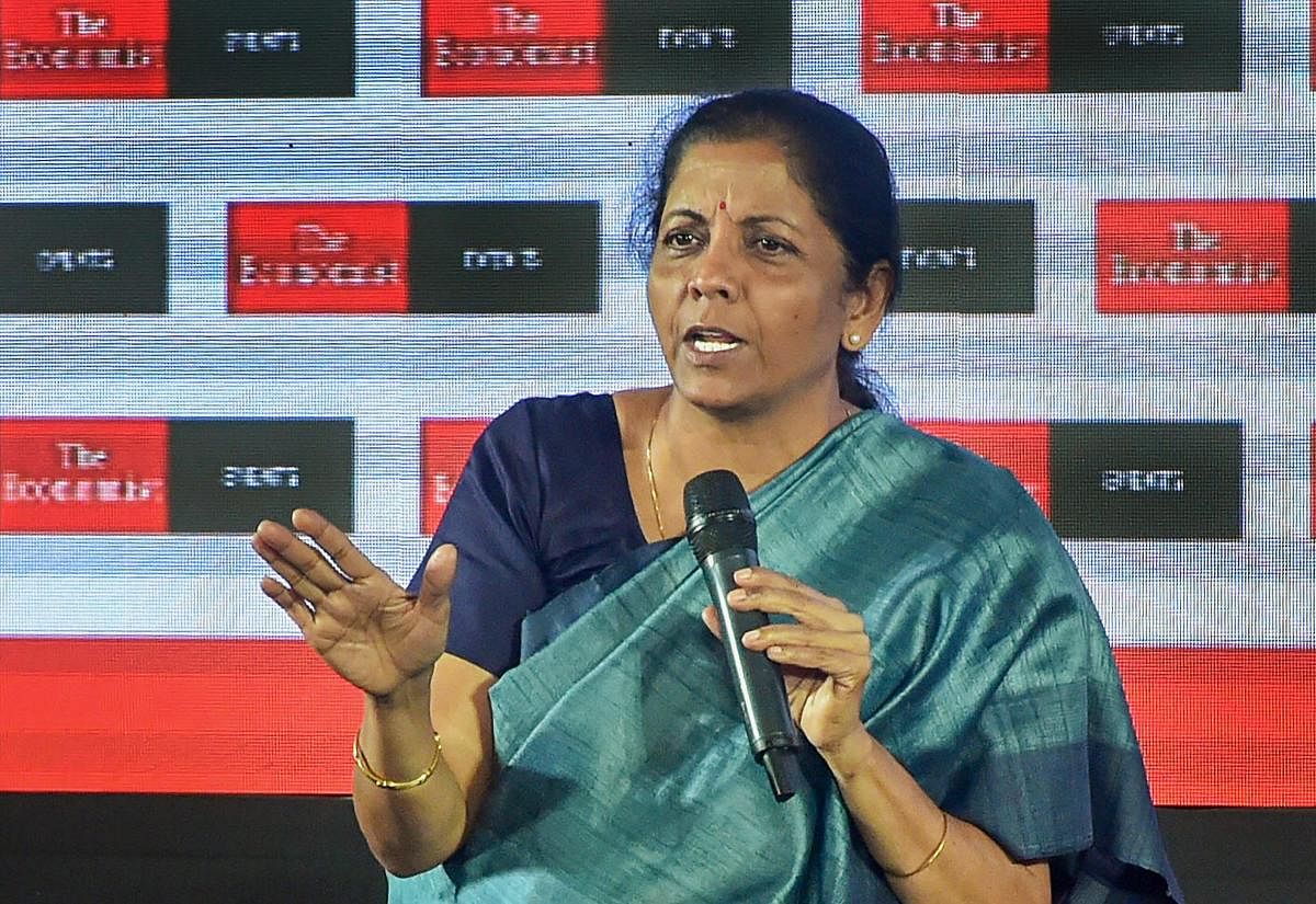 Defence Minister Nirmala Sitharaman speaks during ‘The Economist India Summit', in Mumbai on Thursday.PTI