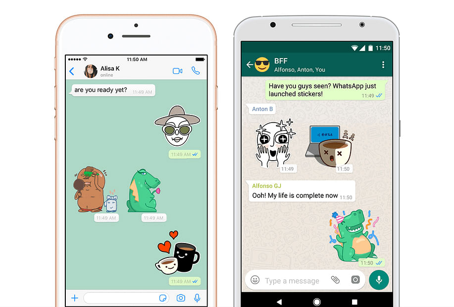 Users can use the stickers by downloading the beta version of WhatsApp on Android and iOS platforms. (Image courtesy TechCrunch)