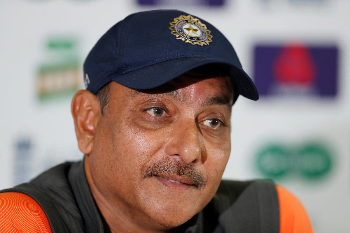 India head coach Ravi Shastri during a press conference in London on Wednesday. REUTERS