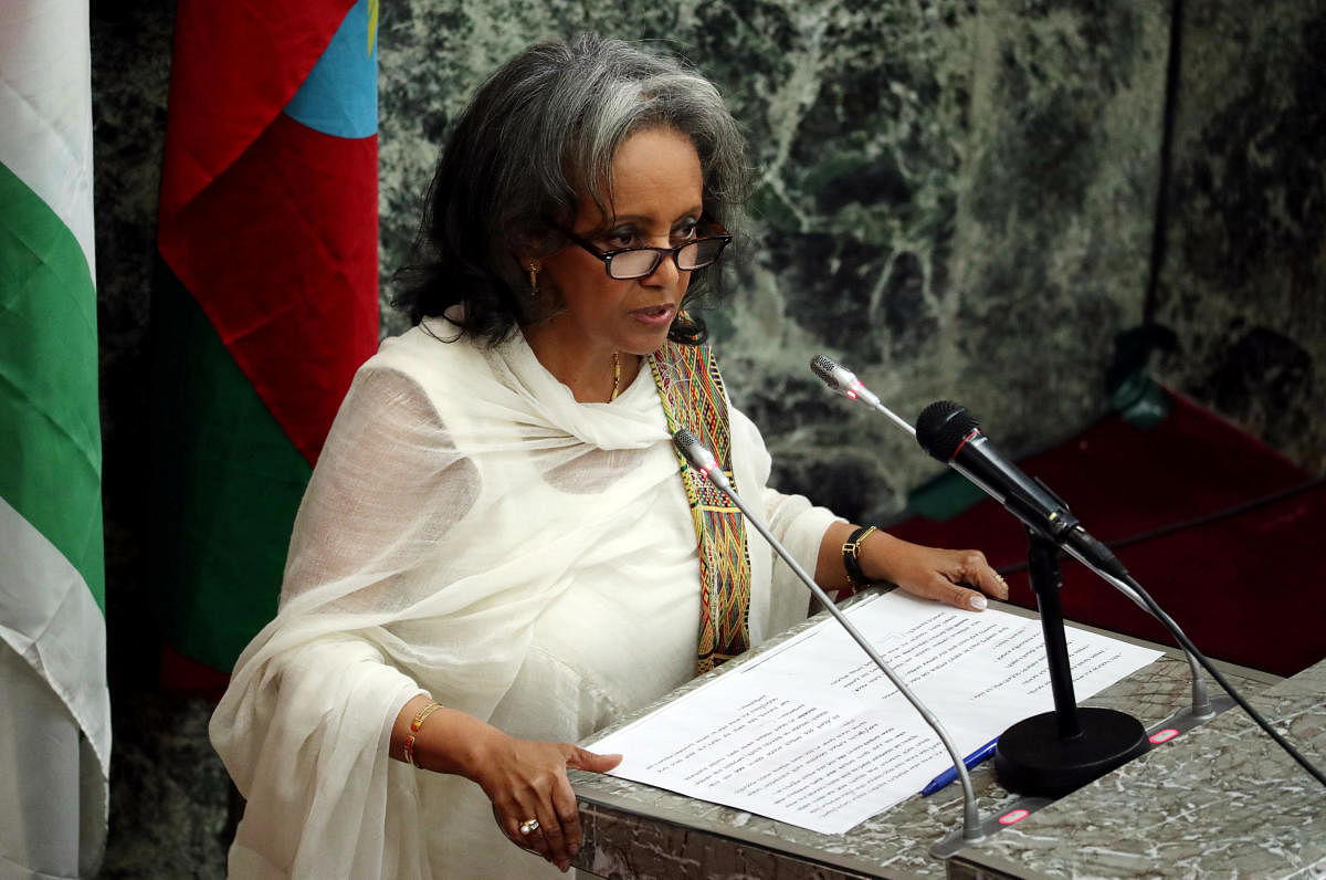 Newly elected President Sahle-Work Zewde addresses the House of Peoples' Representatives in Addis Ababa, Ethiopia October 25, 2018. REUTERS/Tiksa Negeri