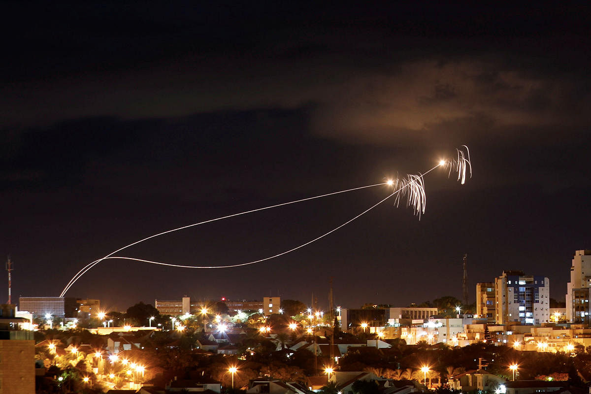 Iron Dome anti-missile system fires interception missiles as rockets are launched from Gaza towards Israel as seen from the city of Ashkelon, Israel October 27, 2018. Picture taken with long exposure. (REUTERS)