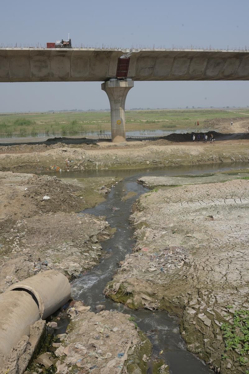 Drain water flowing into the Ganga near Anta Ghat in Patna.