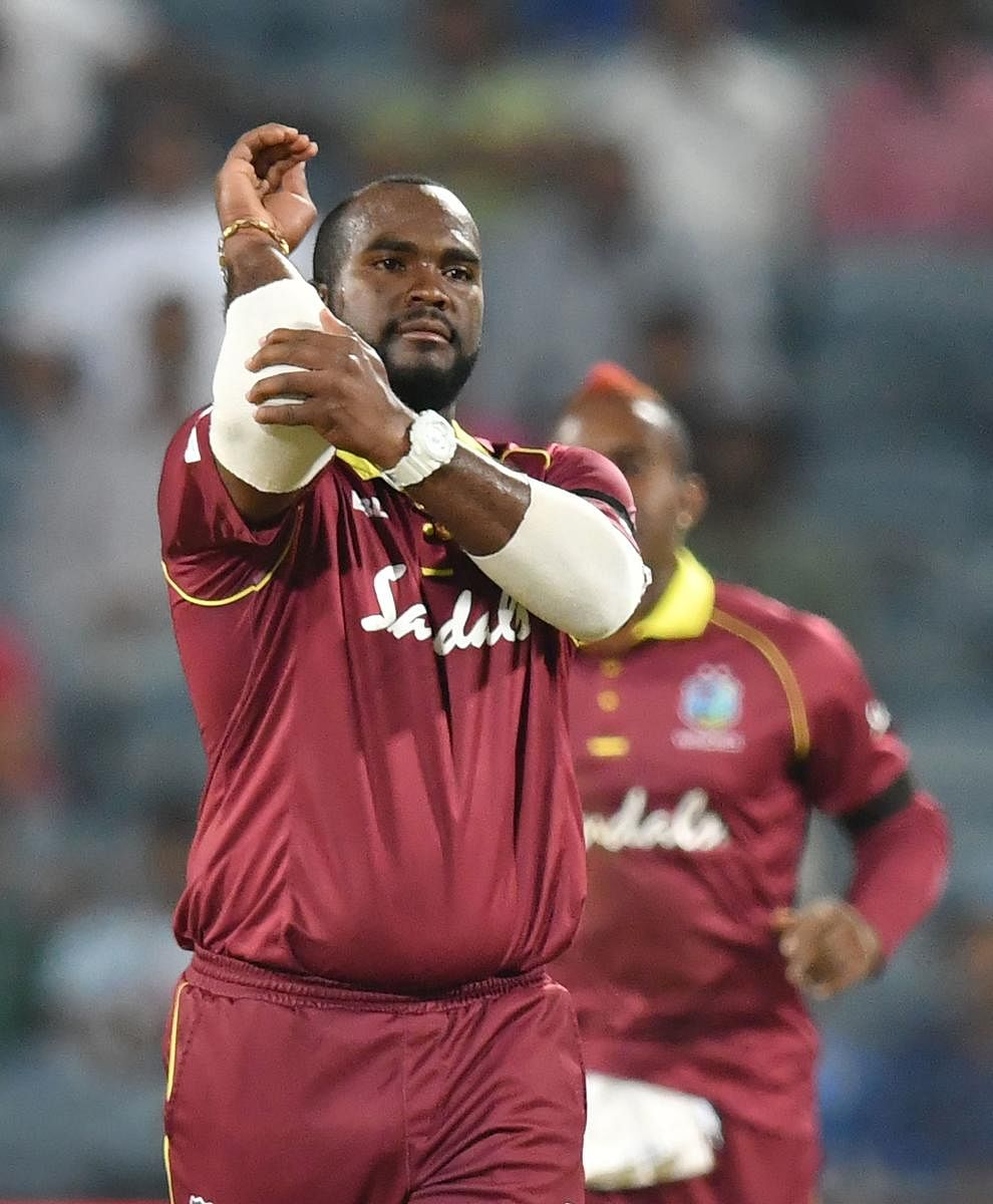 Ashley Nurse shone with an all-round performance in the West Indies' 43-run win over India in the 3rd ODI in Pune. AFP