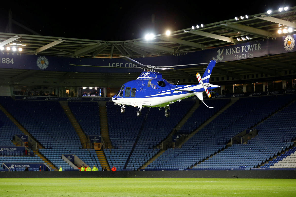 FILE PHOTO: Britain Soccer Football - Leicester City v Chelsea - Barclays Premier League - King Power Stadium - 14/15 - April 29, 2015 General view as a helicopter lands in the stadium at the end of the match Reuters/Darren Staples/File Photo EDITORIAL US