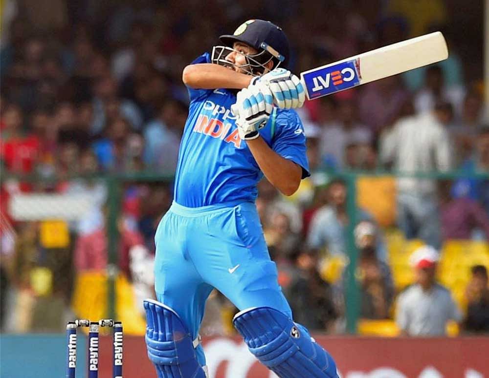 Rohit Sharma top-scored with 162 as India amassed 377 for five in the fourth one-day international against West Indies in Mumbai on Monday. (PTI File Photo)