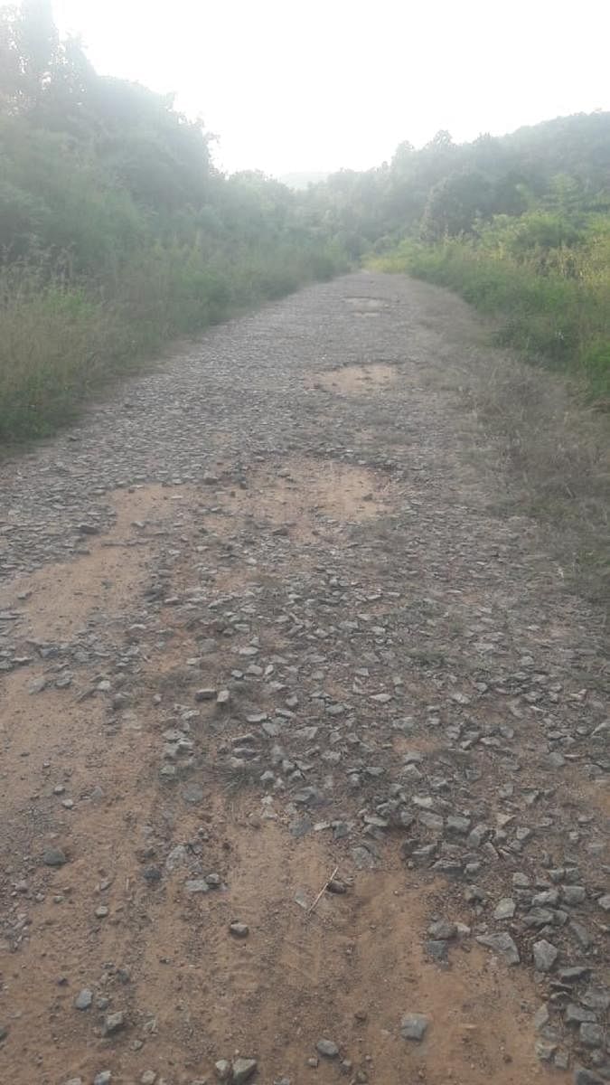 The pothole-ridden Hunasighatta-Shiragalipura Road.