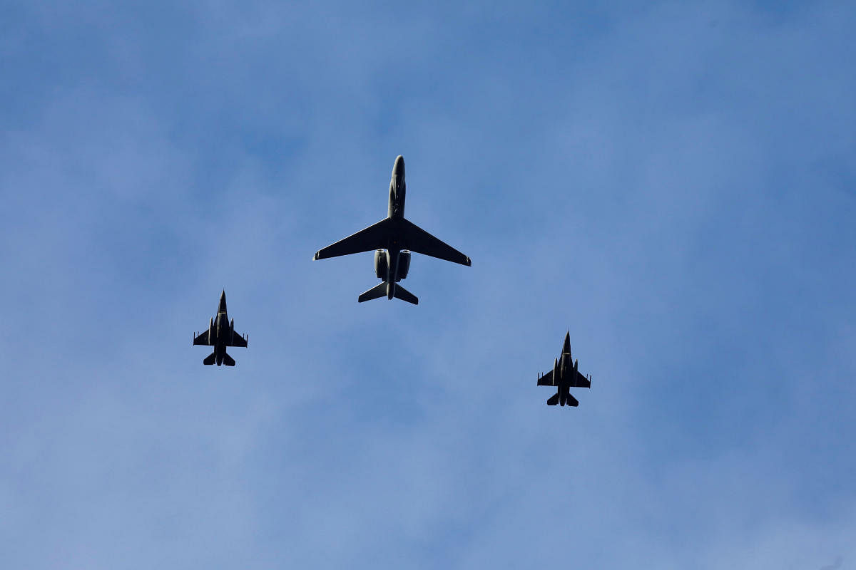 Military aircraft make a pass during NATO's Exercise Trident Juncture, above Trondheim, Norway October 30, 2018. (Reuters Photo)