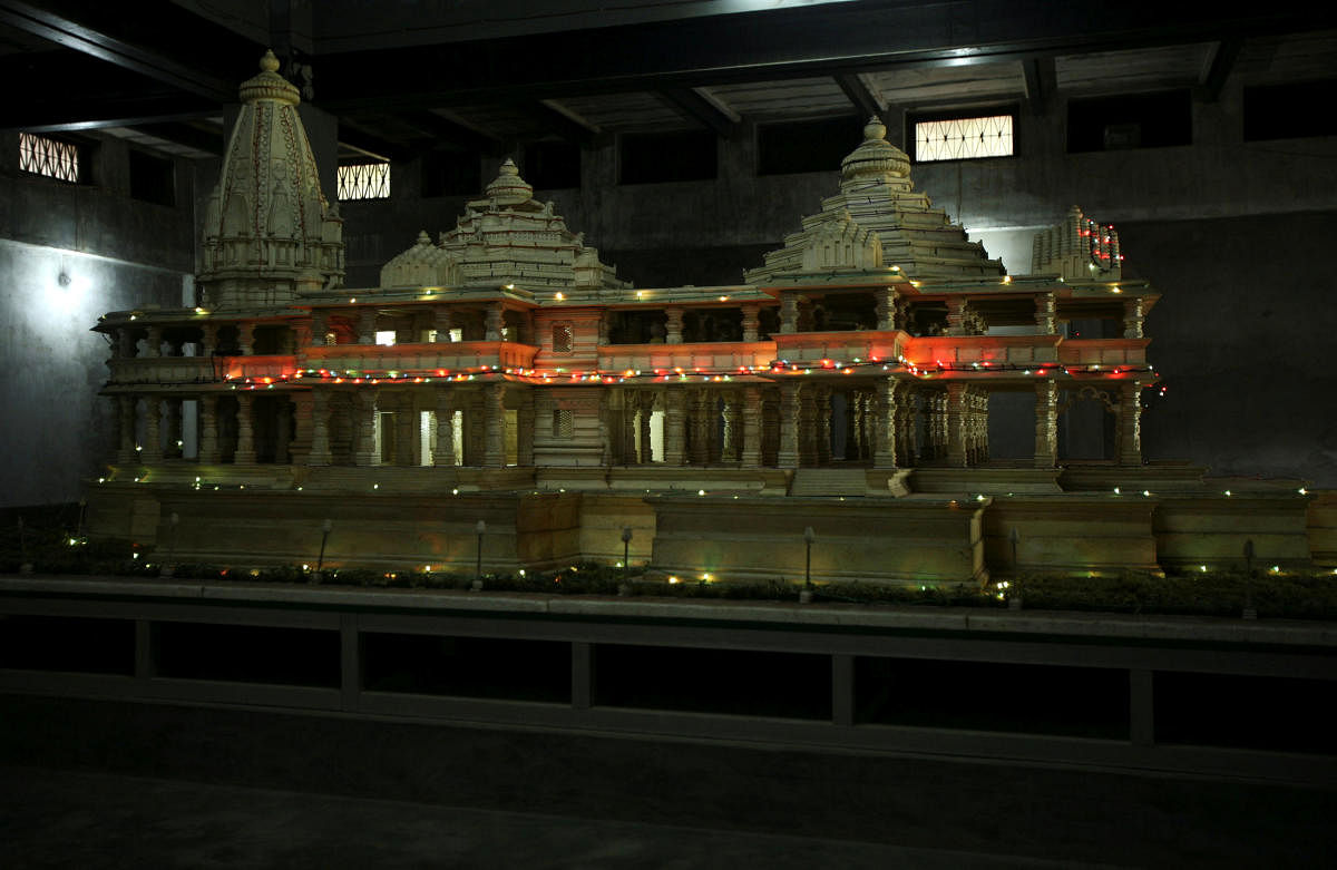 A model of a proposed Ram temple is pictured in Ayodhya. REUTERS/File photo
