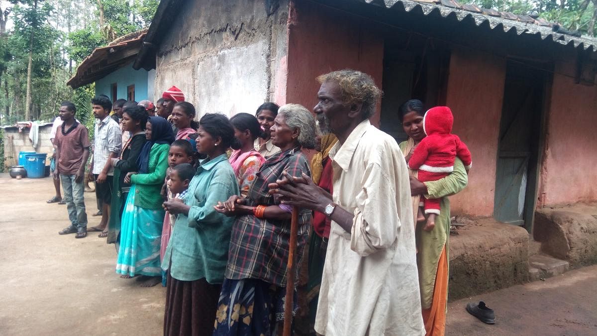 The tribal families at Kibbetta in Somwarpet.