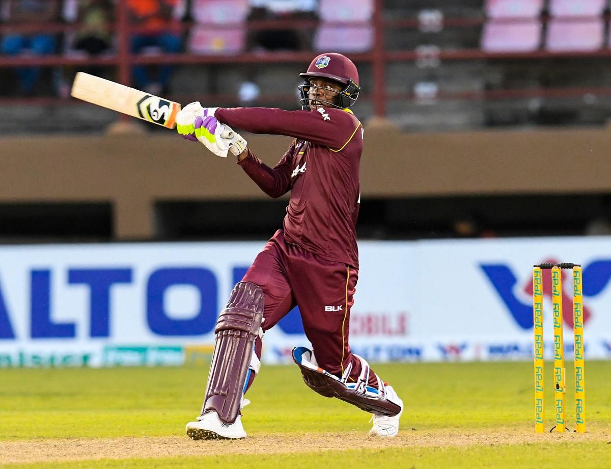 West Indies player Shimron Hetmyer plays a shot. (AFP file photo)