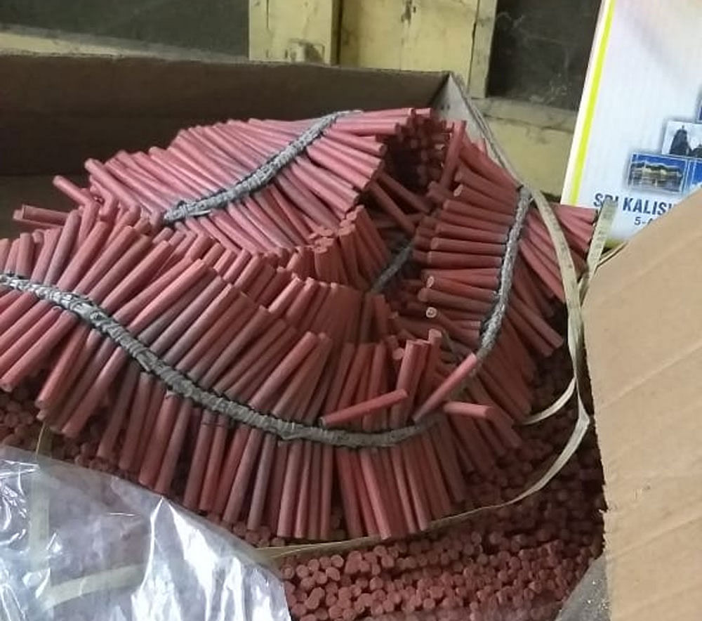 Some of the seized firecrackers. ANI/Twitter photo.