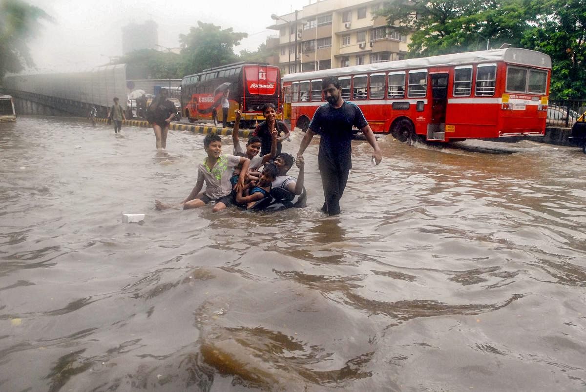 A flooded road after the Mumbai rain. PTI/FILE