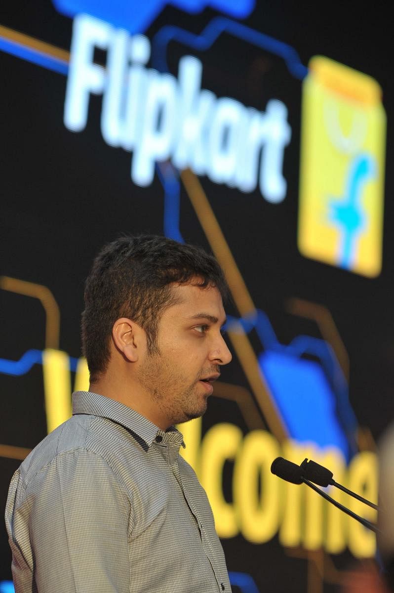 (File photo) In this photograph taken on October 30, 2015, Co-Founder of Flipkart Binny Bansal speaks during the launch of Flipkart's largest Fulfillment Centre on the outskirts of Hyderabad. AFP