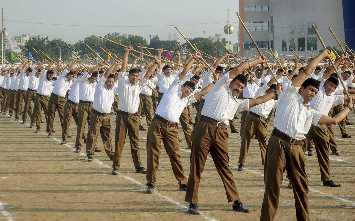 RSS shakhas refer to the office of the RSS workers used for regular meetings, activities, and exercises. Representative image, PTI Photo.