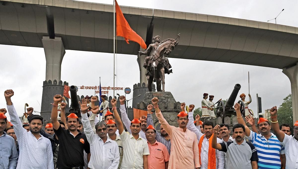 Maratha Kranti morcha activists protest in favour of Maratha reservations. PTI ( file photo)