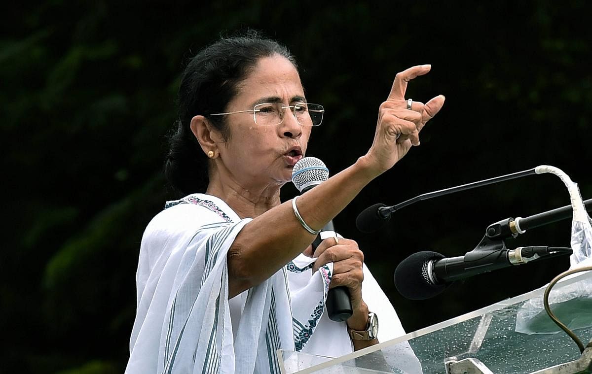 West Bengal Chief Minister Mamata Banerjee addresses a rally organised to celebrate foundation day of TMC Chhatra Parishad (Students Wing) in Kolkata on Tuesday, August 28, 2018. (PTI Photo)