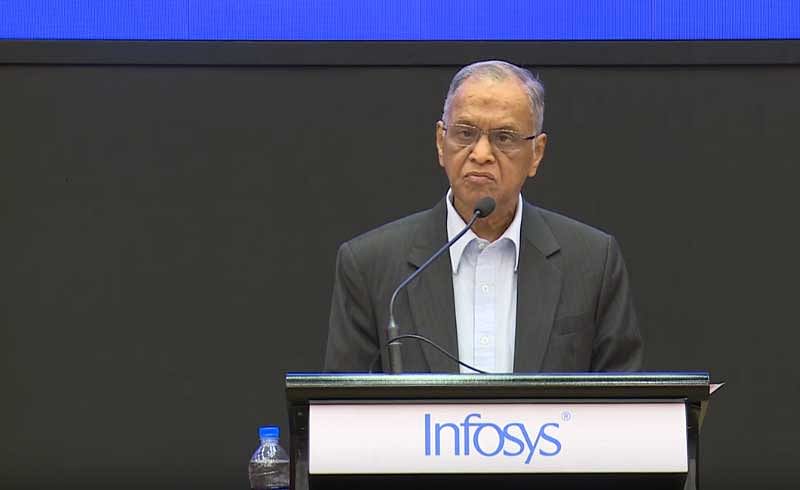 N R Narayana Murthy speaks at Infosys Prize event. Screeengrab