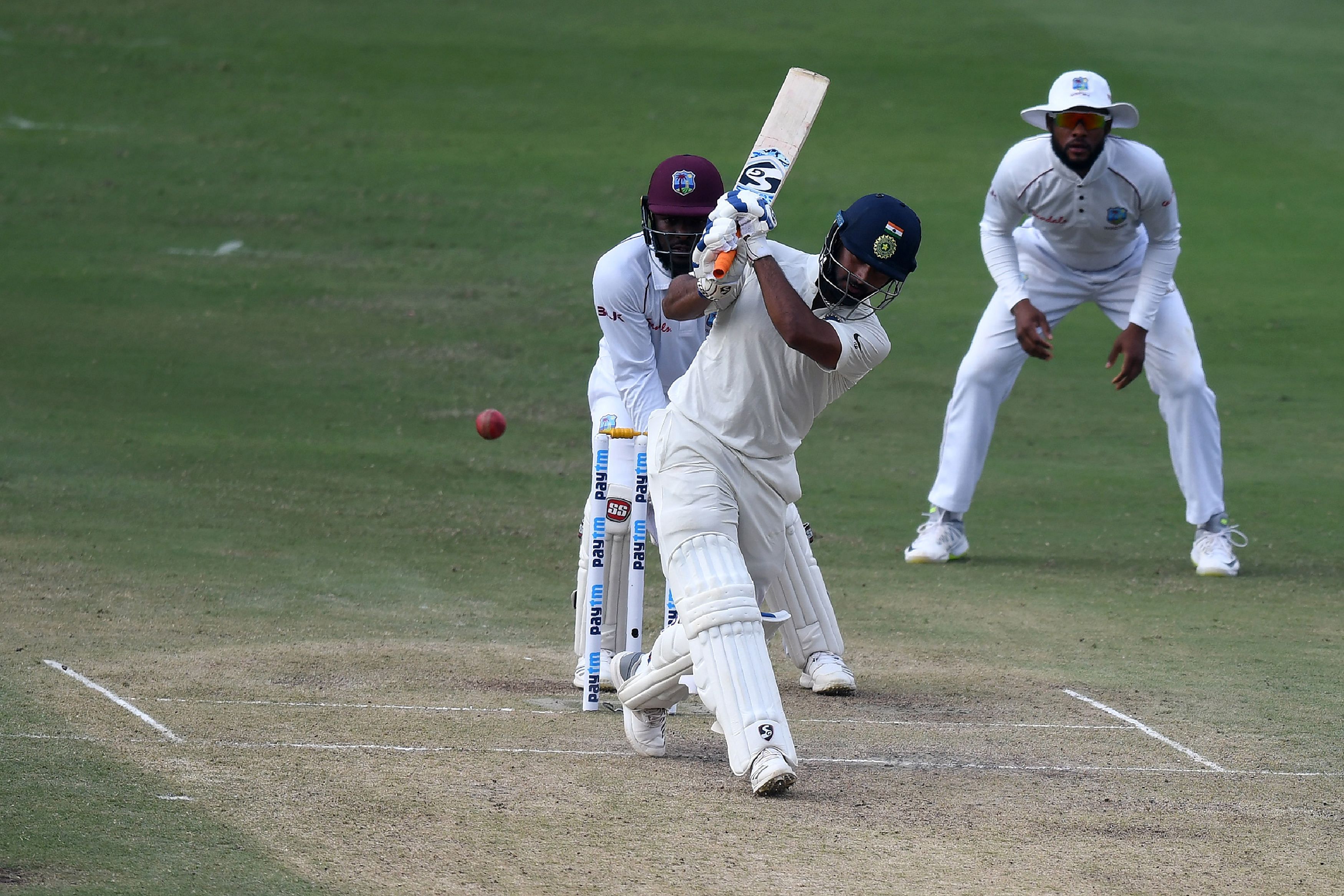 India's Rishabh Pant smacks one to the boundary during his unbeaten 85 against West Indies on Saturday. AFP