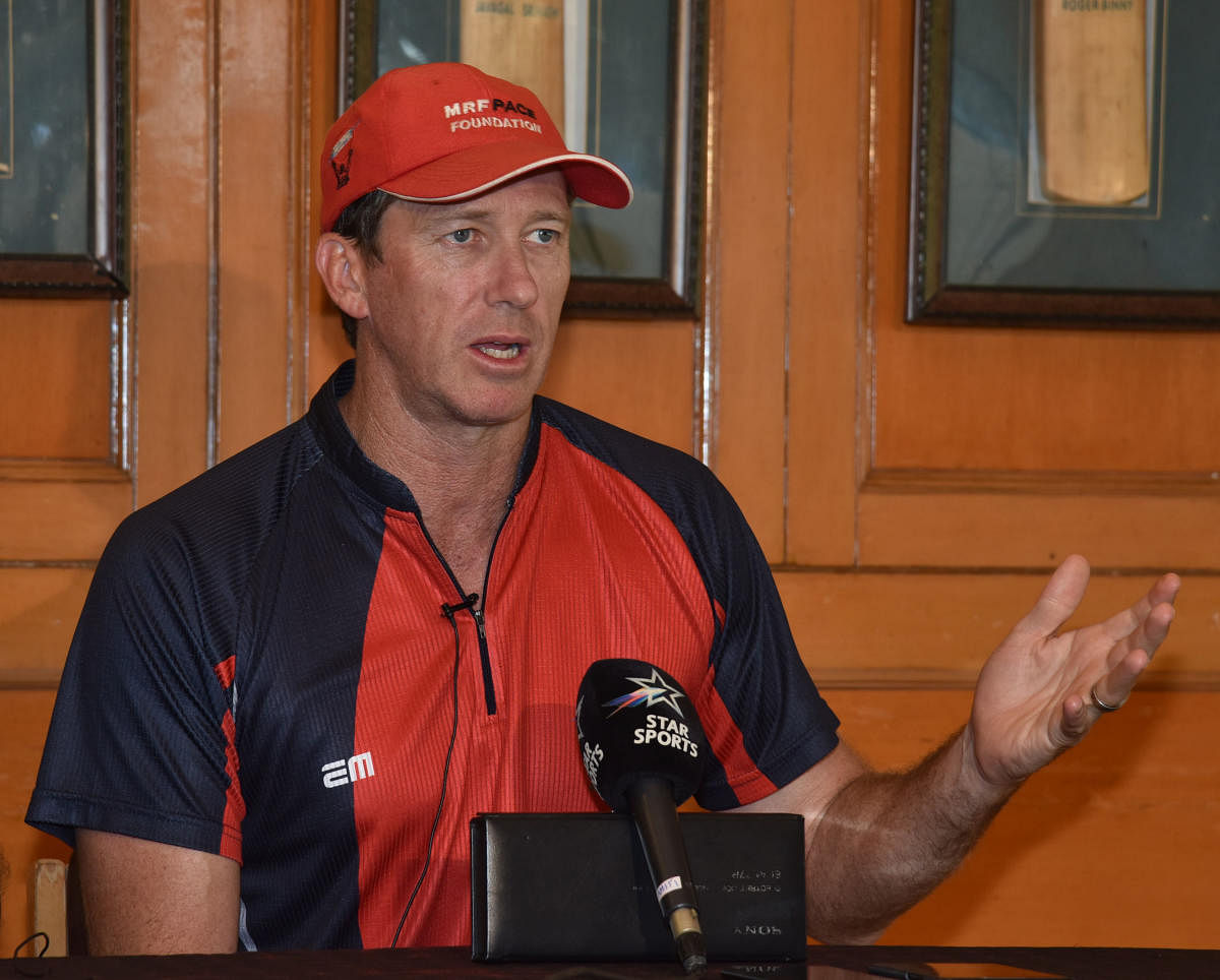IN THE FAST LANE Former Australia paceman Glenn McGrath is impressed with young Indian pace crop. DH Photo/ S K Dinesh