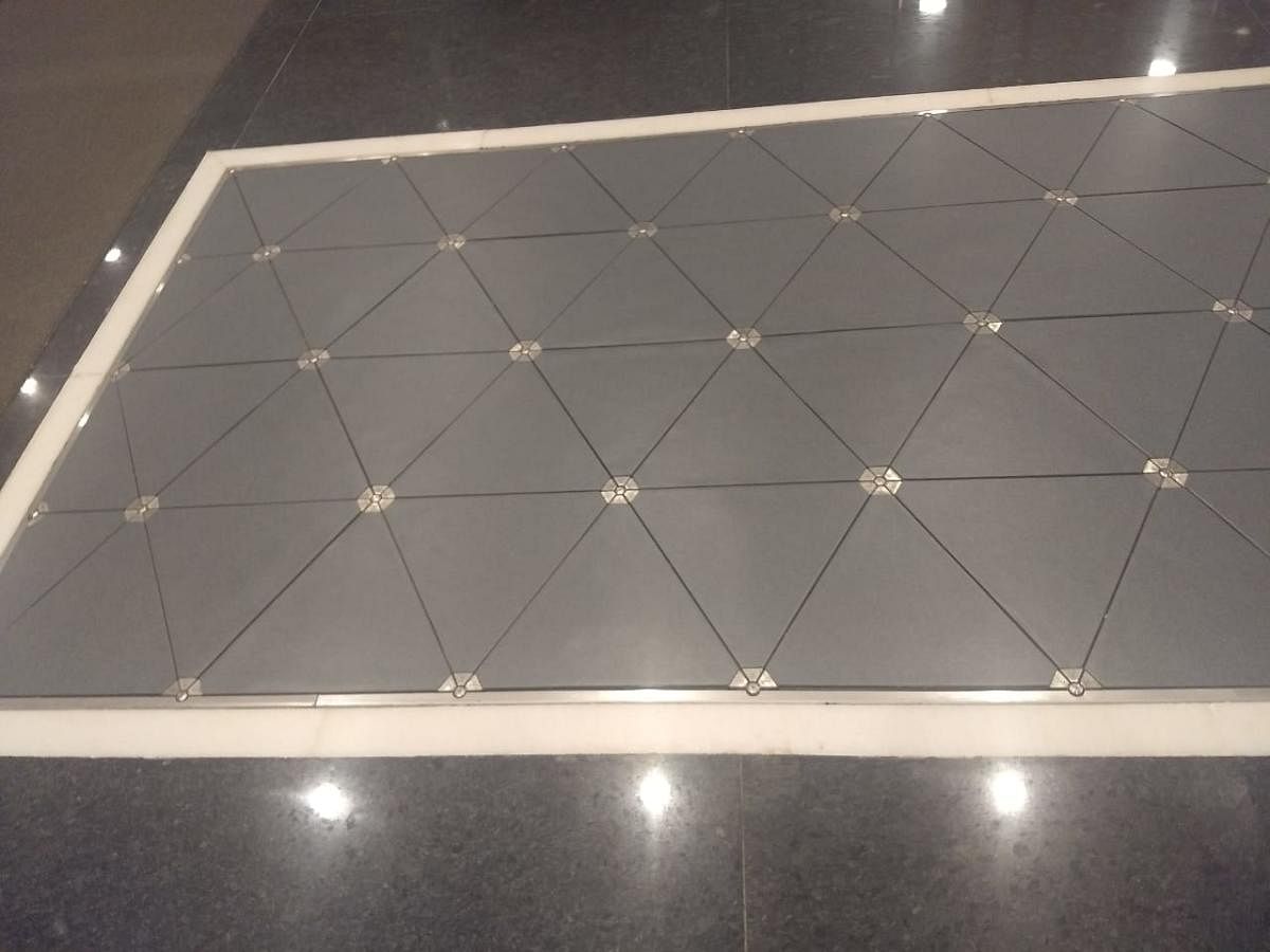 Power generating tile paved on the floor of the Intel campus in Bengaluru.