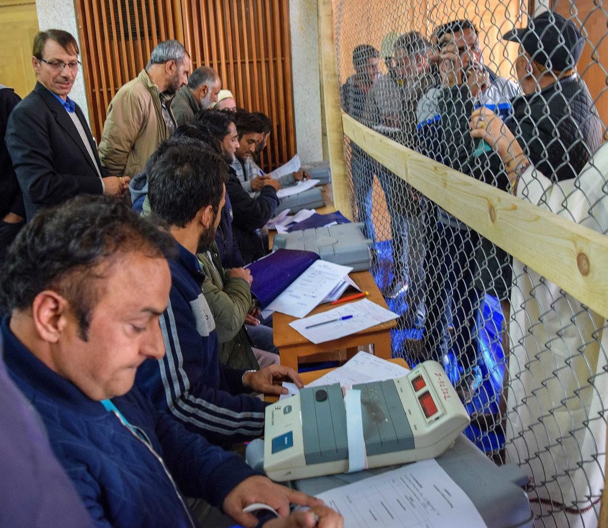 Voting began at 8 AM at 3,296 polling stations -- 1,303 in Kashmir and 1,993 in Jammu -- and would end at 2 PM, officials said. PTI Photo/ representation only 