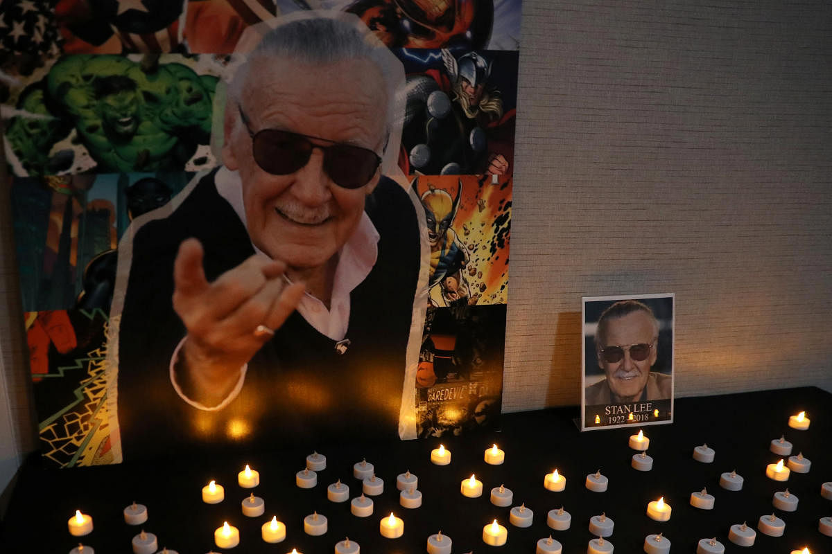 The Marvel Comics mogul, who died Monday at the age of 95, was honoured in a private funeral service, his company POW! Entertainment announced in a statement shared on social media. (Reuters Photo)