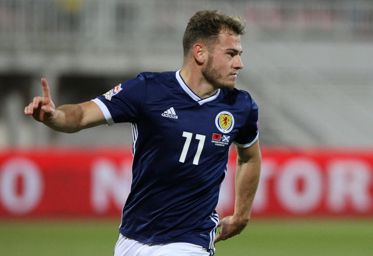 Scotland's Ryan Fraser celebrates after scoring against Albania on Saturday. REUTERS