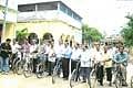 Some of the Berhampur Municipal Corporation employees with their bicycles.