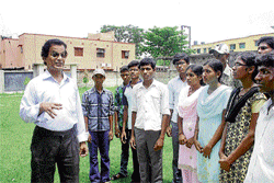Monojit Dutta with his students at Gujarpur in West Bengal. Kausik Gupta