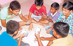Boys gambling in Berhampur town.