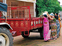 A tractor-trailer collects garbage in Punsari village in Gujarat.