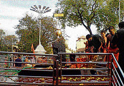People offer pooja to Lord Shani.