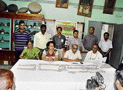 Anthropologists display the skeleton discovered in a coastal Odisha village.
