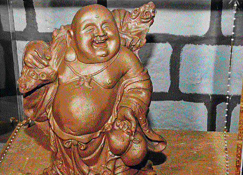Laughing Buddha made of chocolate.