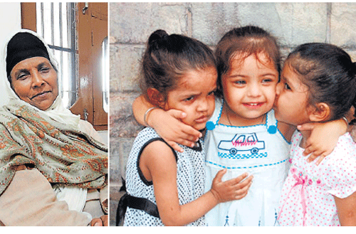 Children in a happy mood at Unique Home in Jalandhar. (Right) Parkash Kaur. (Below) Children pose for a group photo.