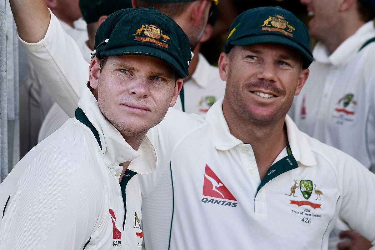 The one-year ban on Steve Smith (left) and David Warner could be lifted this week. AFP File Photo