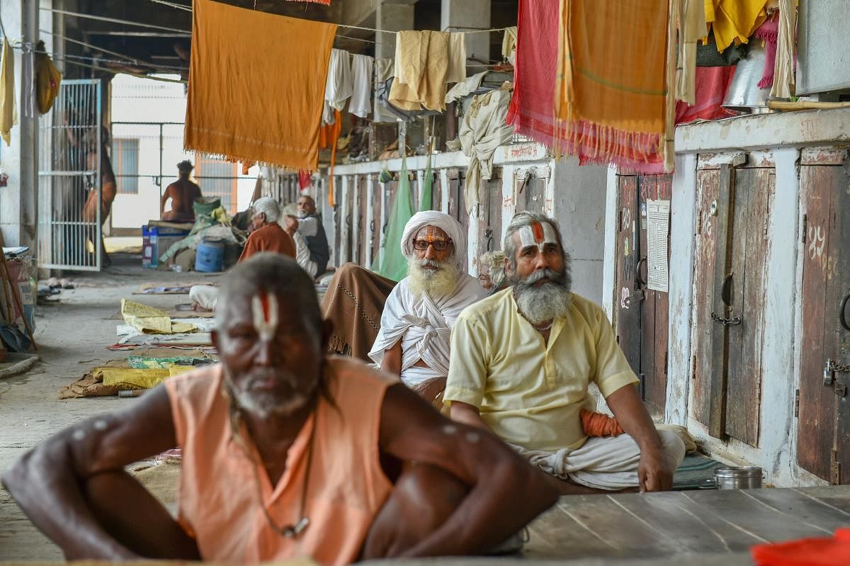 Sadhus at an 'Ashram' in Ayodhya. PTI file photo