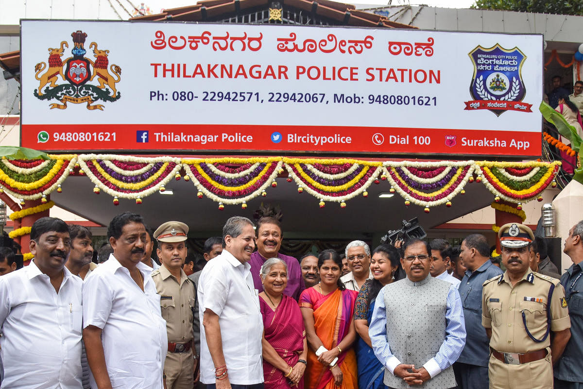 The police station has been renovated with tiled flooring, a new lock-up, resting rooms built for police staff along with separate toilet facilities, a borewell and a compound wall for the station. (DH Photo)