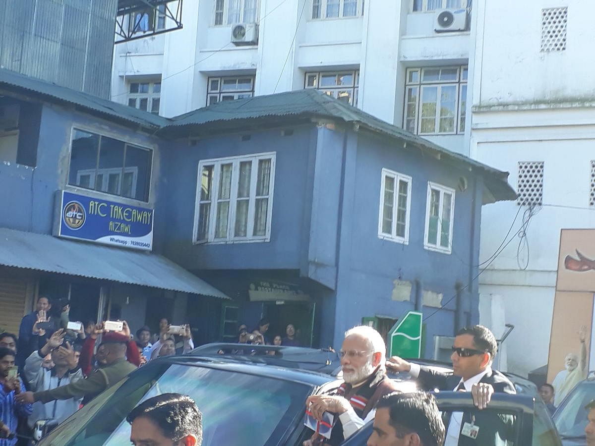 Prime Minister Narendra Modi in Mizoram. DH photo