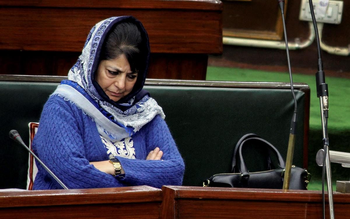 **FILE PHOTO** Jammu: In this file photo dated January 27, 2017, Jammu and Kashmir Chief Minister Mehbooba Mufti during the Budget Session of the J-K Legislative Assembly in Jammu. BJP on Tuesday, June 19, 2018, has pulled out of the PDP-BJP alliance gove
