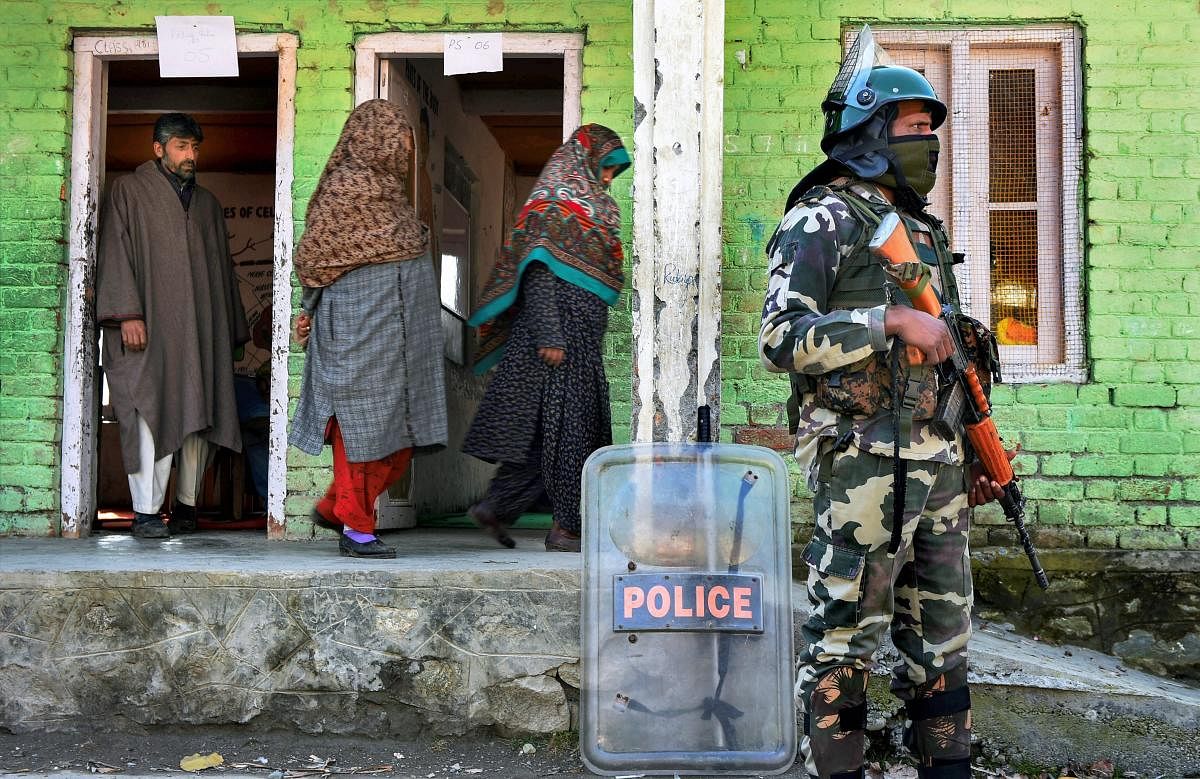 The polling began at 8 am in 2,773 polling stations, including 918 in Kashmir division and 1,855 in Jammu division, officials said. (PTI File Photo)