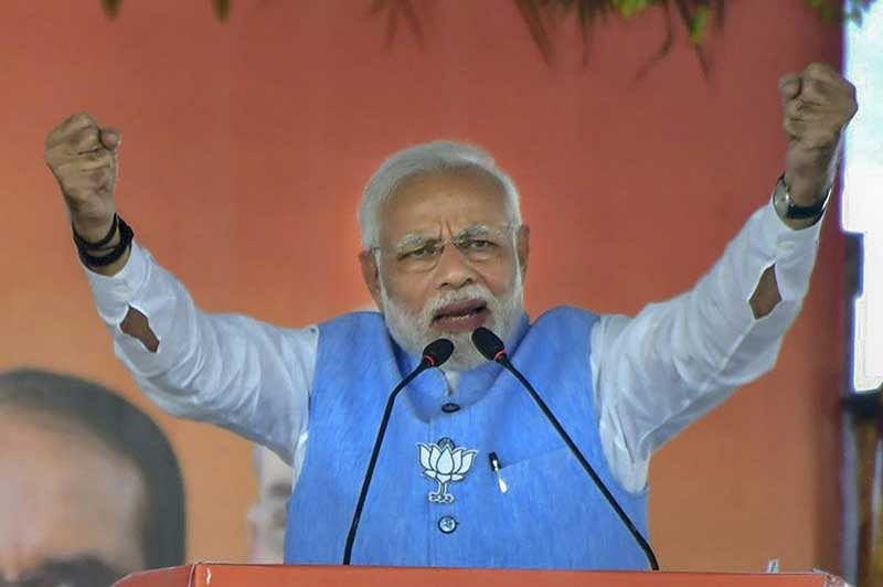 The prime minister was addressing an election rally here on the tenth anniversary of the 26/11 terror strike when 10 Pakistani terrorists sneaked into Mumbai, killing 166 people over 60 hours. (PTI Photo)