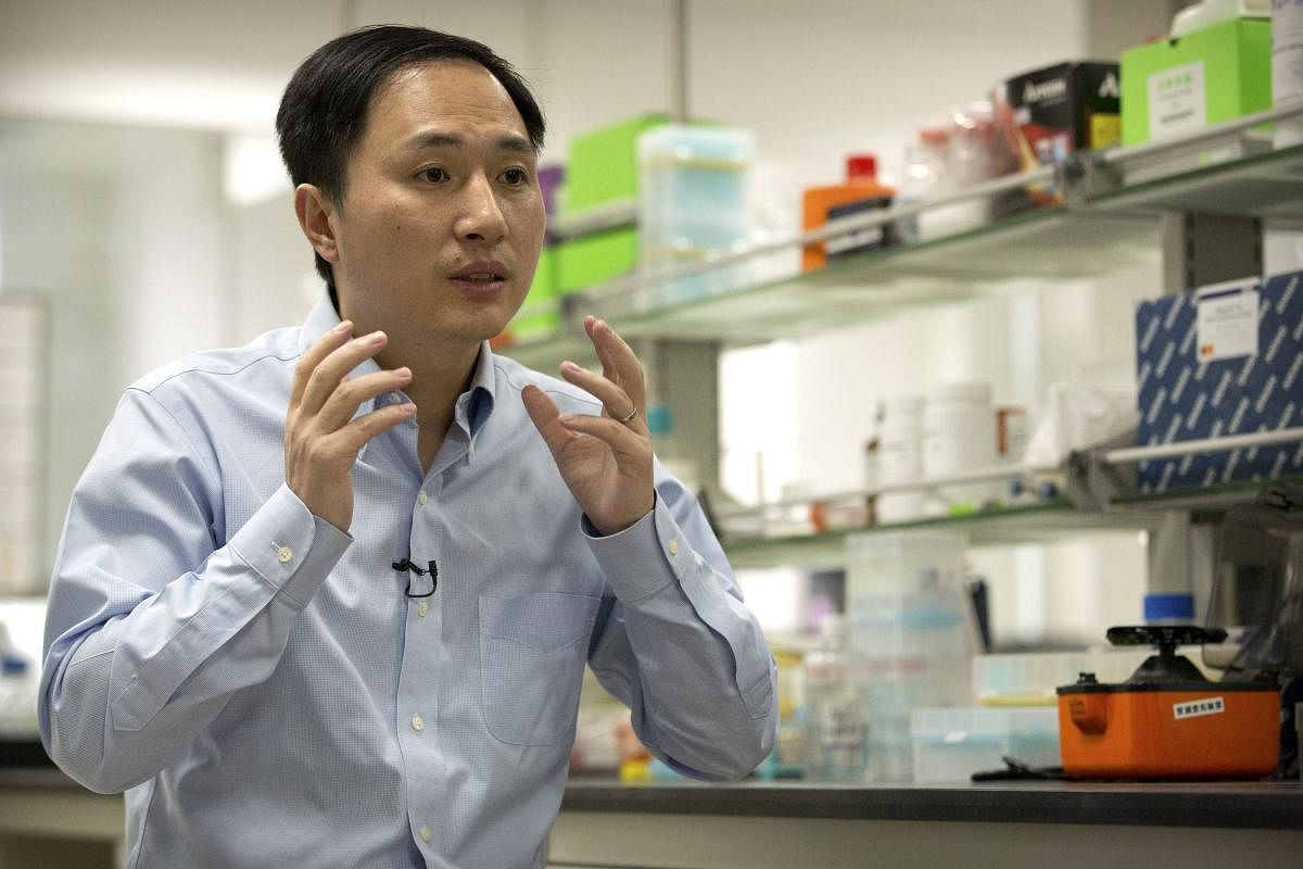 He Jiankui speaks during an interview at a laboratory in Shenzhen in southern China's Guangdong province in Shenzhen on October 10, 2018. AP/PTI