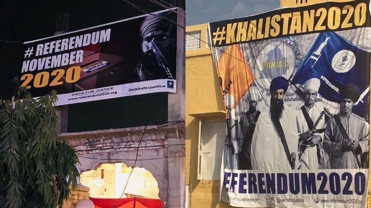 The pro-Khalistan banners put up in Nankana Sahib, Pakistan. (Photo: Twitter/sikhsforjustice)