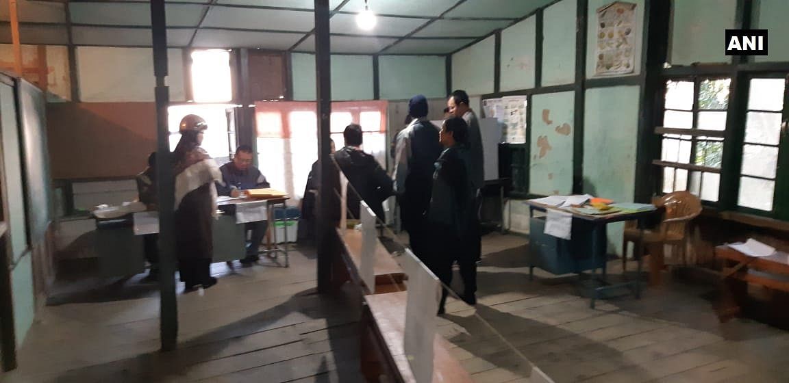 Visuals from a polling station in Zarkawt, Aizawl. Polling for the 40 constituencies in the state will begin at 7 am. ANI photo