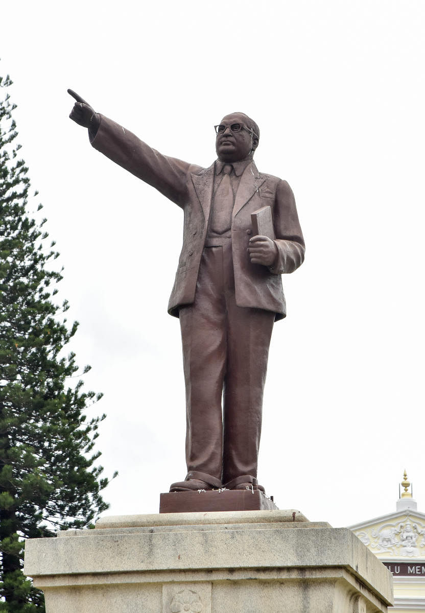 A view of old Ambedkar statue at Town Hall in Mysuru on Sunday. -Photo by Savitha. B R