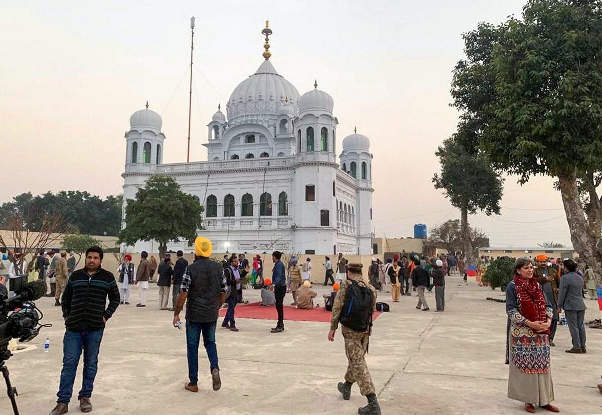 Kartarpur: A view of the shrine of Sikh leader Guru Nanak Dev in Kartarpur, Pakistan, Wednesday, Nov. 28, 2018. (PTI Photo) (PTI11_28_2018_000232B)