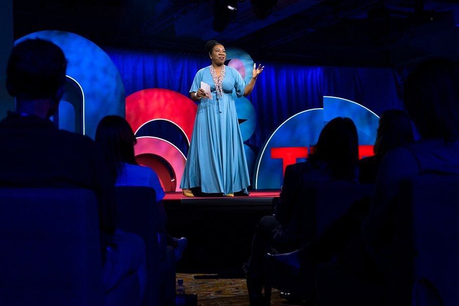 Tarana Burke speaks at the TEDWomen conference.