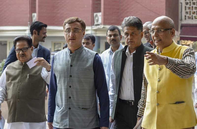 Party leaders Abhishek Manu Singhvi, Vivek Tankha and Panna Lal Punia met Chief Election Commissioner O P Rawat and also flagged concern over the counting process in Madhya Pradesh and Chhattisgarh, and the alleged deletion of voters in Uttar Pradesh. (PTI Photo)