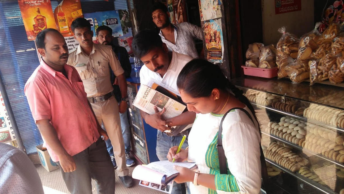 District tobacco control cell vigilance squad members carry out a drive to check the violation of COTPA in Mangaluru.